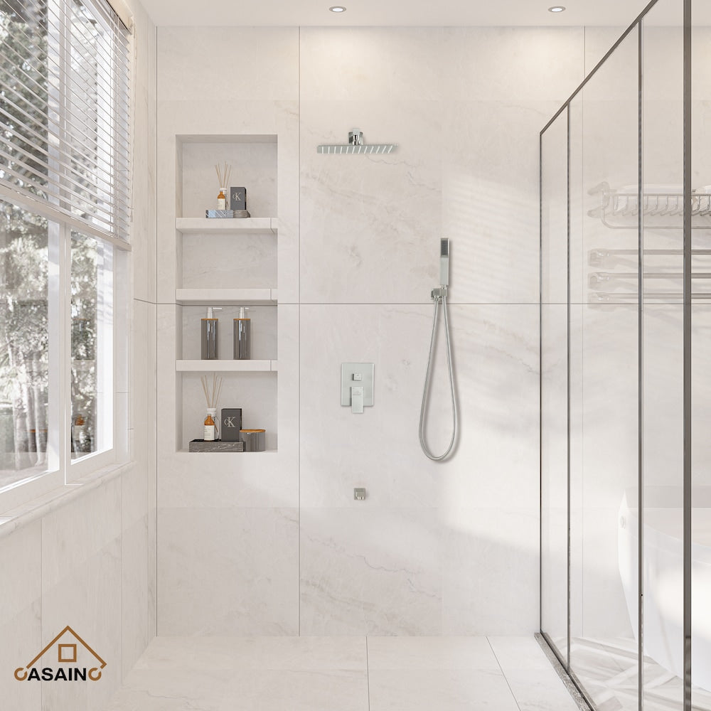 12 in. Wall Mounted Shower System with Bathtub Faucet in Brushed Nickel