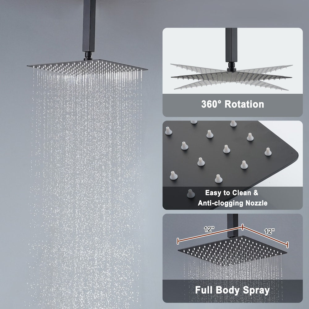 Black 3 Function Thermostatic shower Faucet