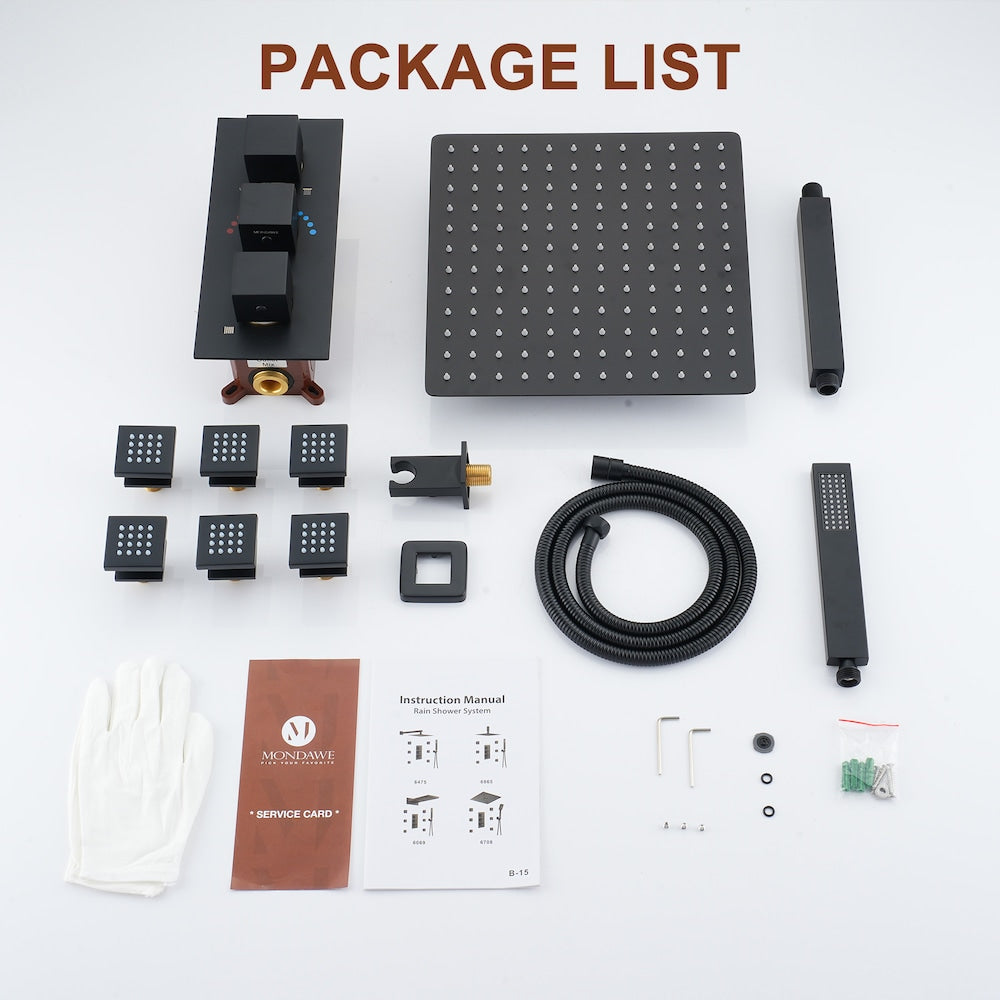 Black 3 Function Thermostatic shower Faucet