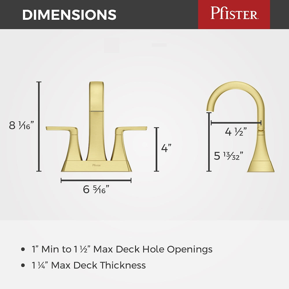 Bruxie 2-Handle 4-inch Centerset Brushed Gold Bathroom Sink Faucet/Tap