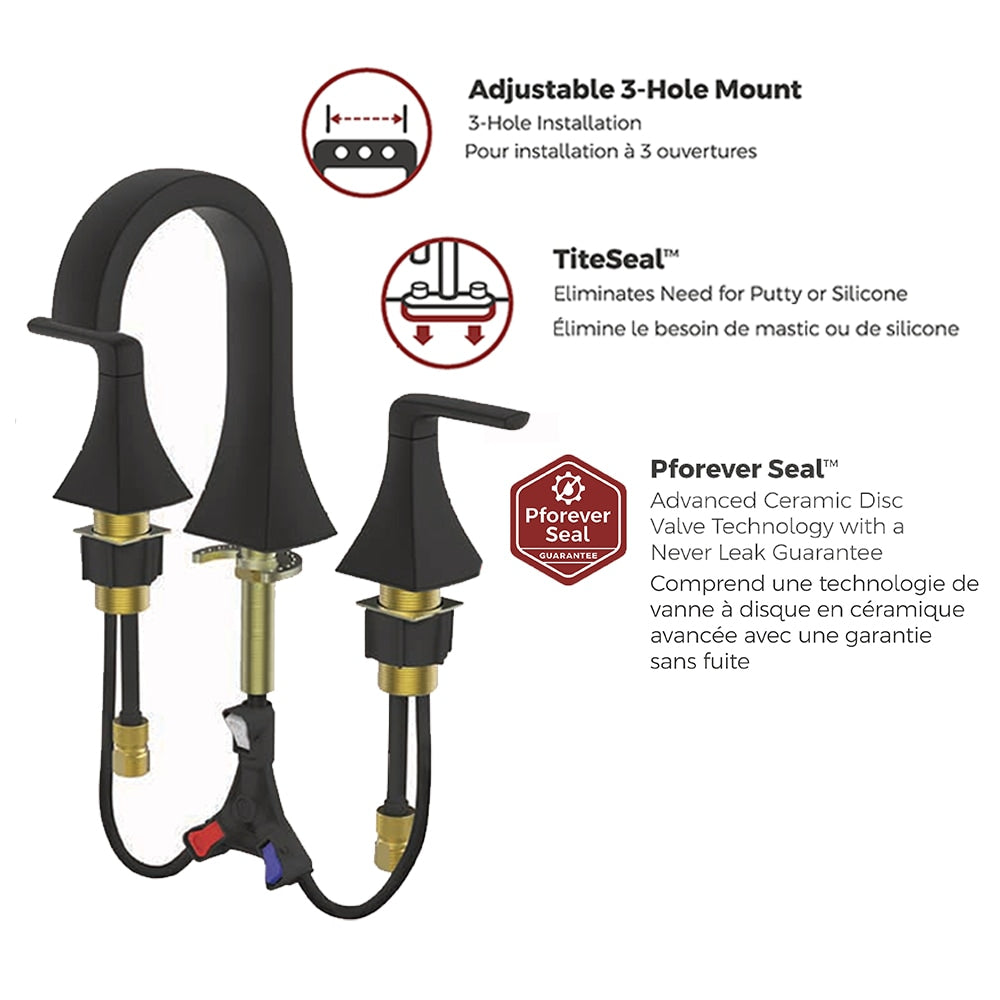 Bruxie 2-Handle 8-inch Widespread Spot Defense Matte Black Bathroom Sink Faucet/Tap