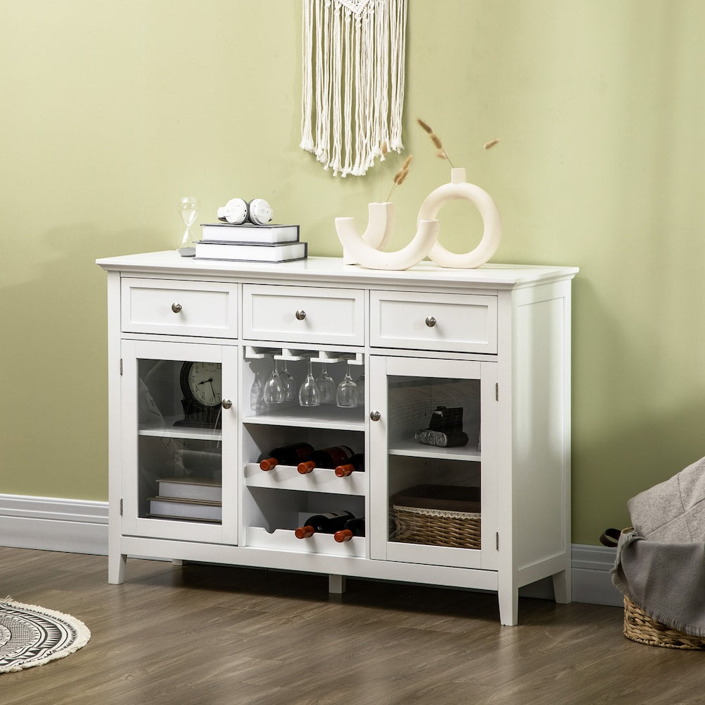 Glass Door Sideboard, Buffet Cabinet with Wine Rack, Stemware Racks