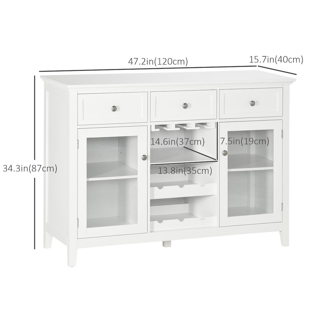 Glass Door Sideboard, Buffet Cabinet with Wine Rack, Stemware Racks