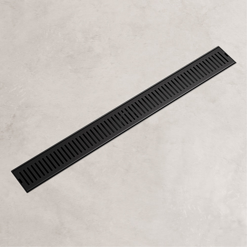 Drain de douche linéaire Elan 3" L x 24" L à motif rectangulaire en noir mat