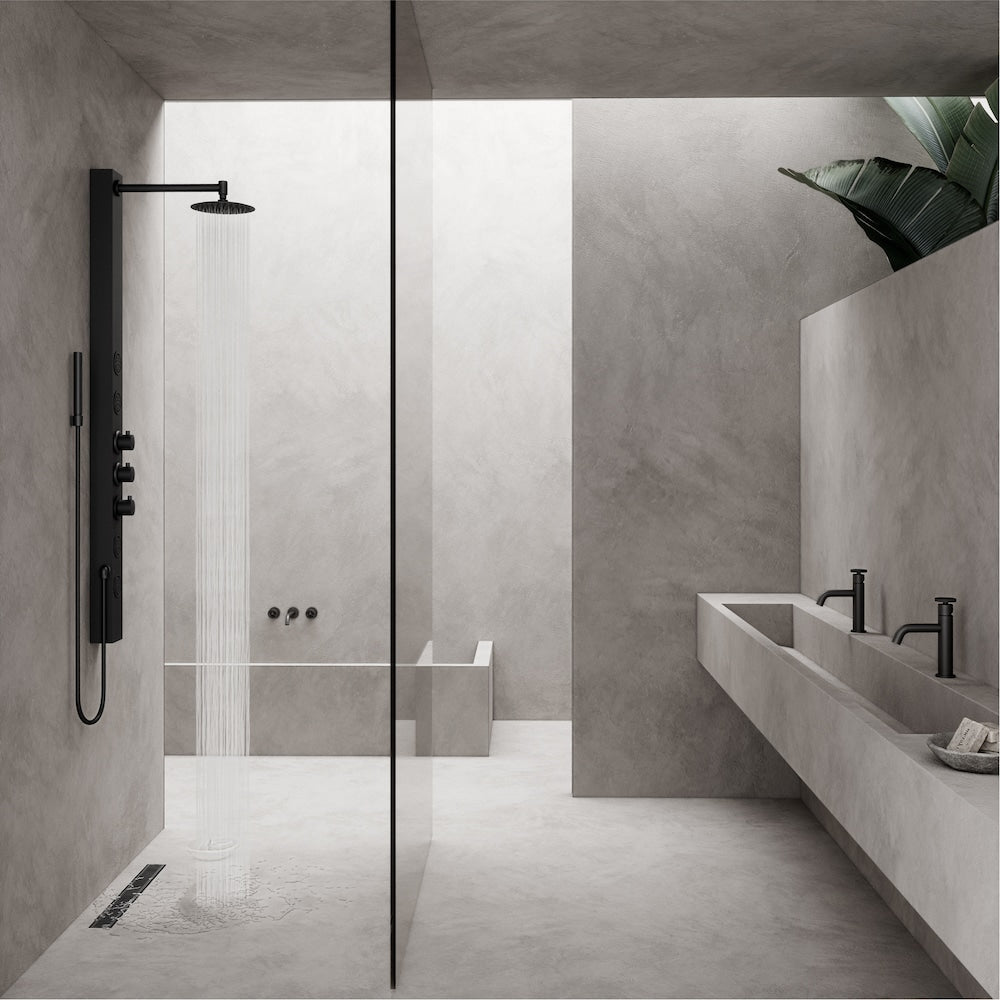 Drain de douche linéaire Elan 3" L x 24" L à motif rectangulaire en noir mat