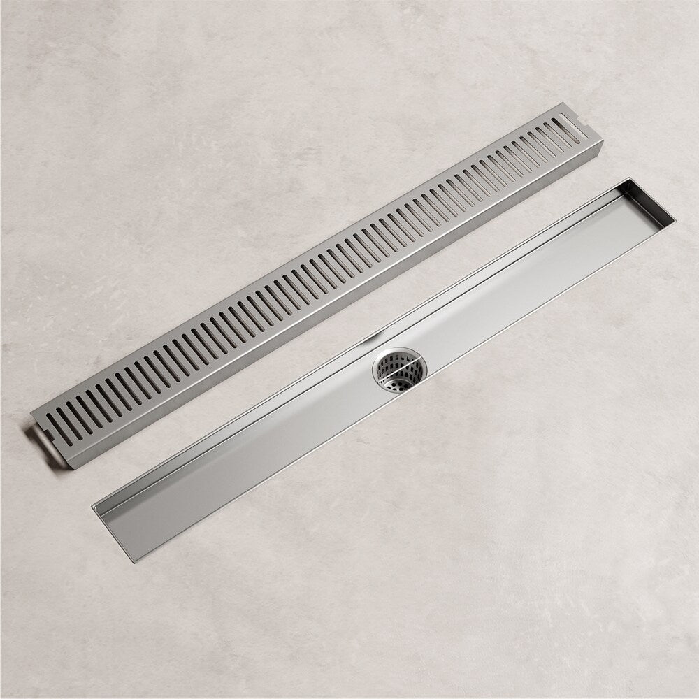 Elan 3" L x 24" W Linear Shower Drain Rectangle Pattern Drain Cover in Brushed Nickel