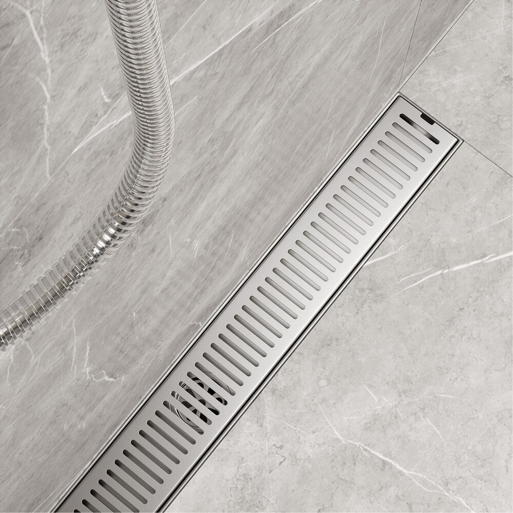 Elan 3" L x 24" W Linear Shower Drain Rectangle Pattern Drain Cover in Brushed Nickel