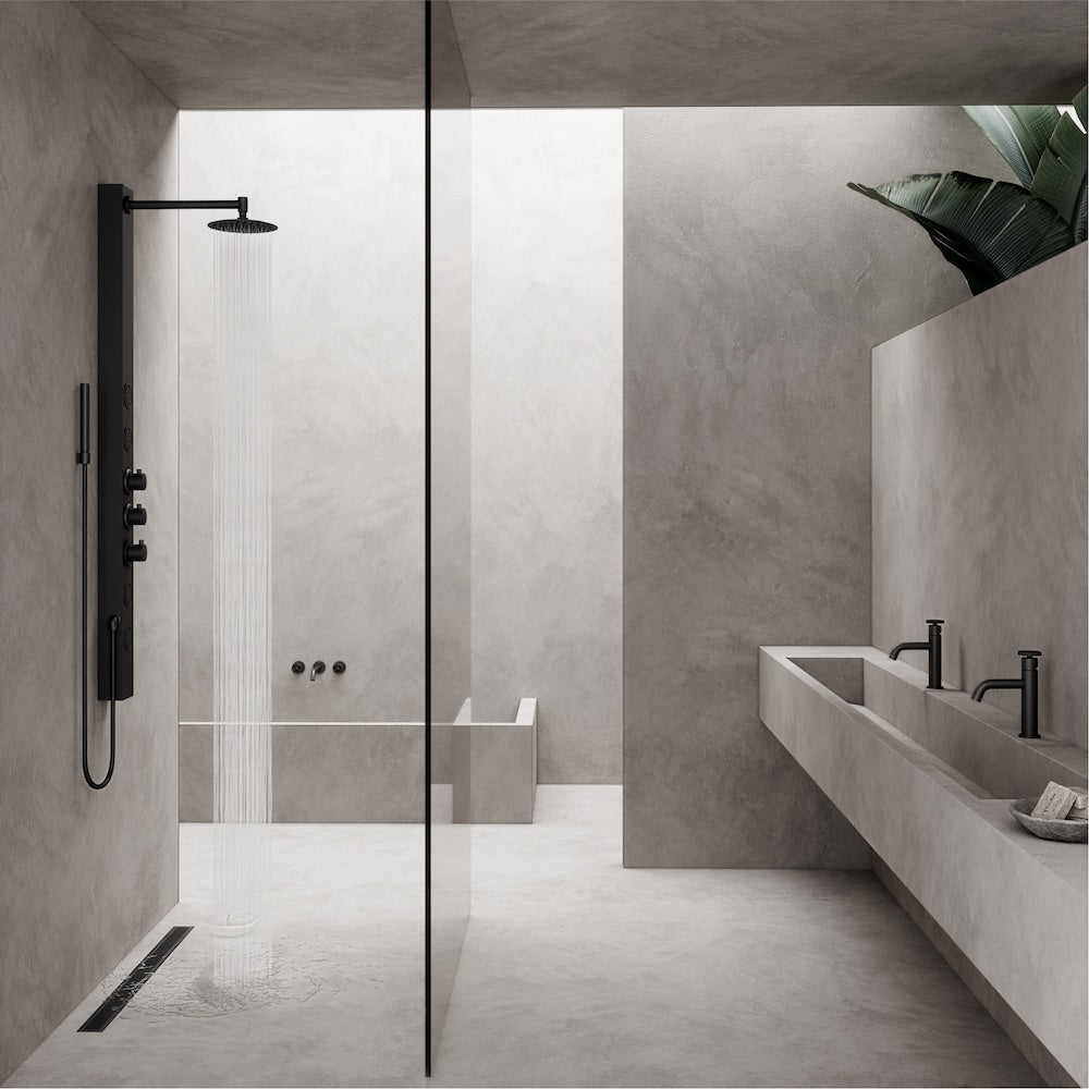 Drain de douche linéaire Elan 3" L x 36" L à motif rectangulaire en noir mat