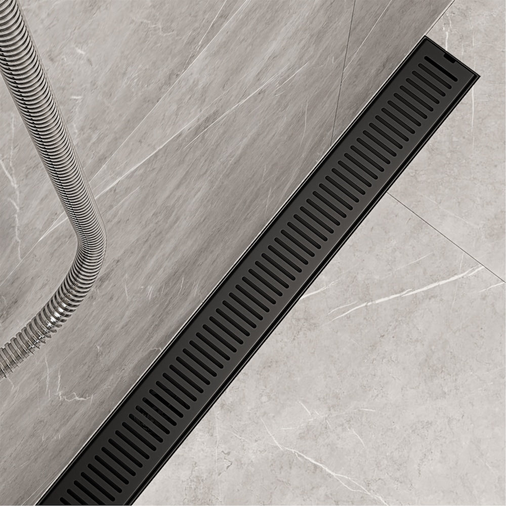 Drain de douche linéaire Elan 3" L x 36" L à motif rectangulaire en noir mat