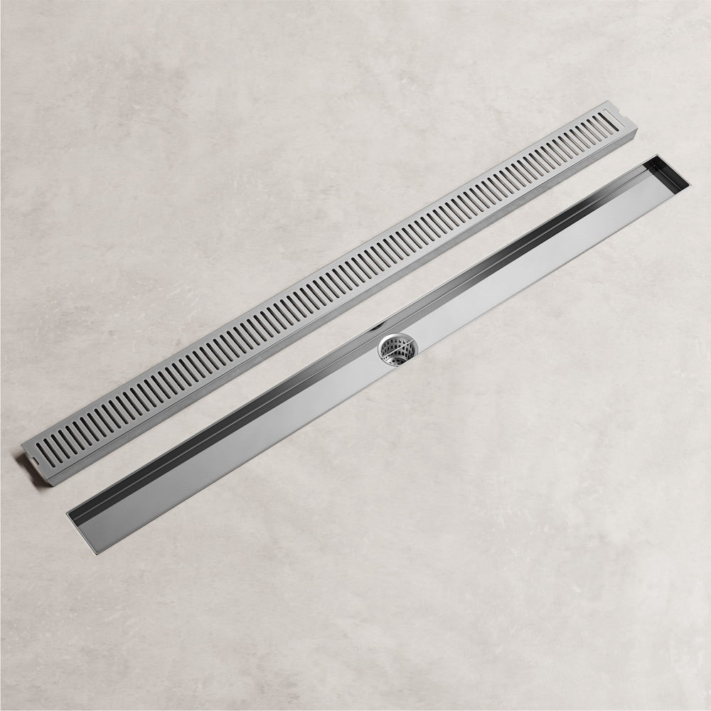 Drain de douche linéaire Elan 3" L x 36" L à motif rectangulaire en chrome