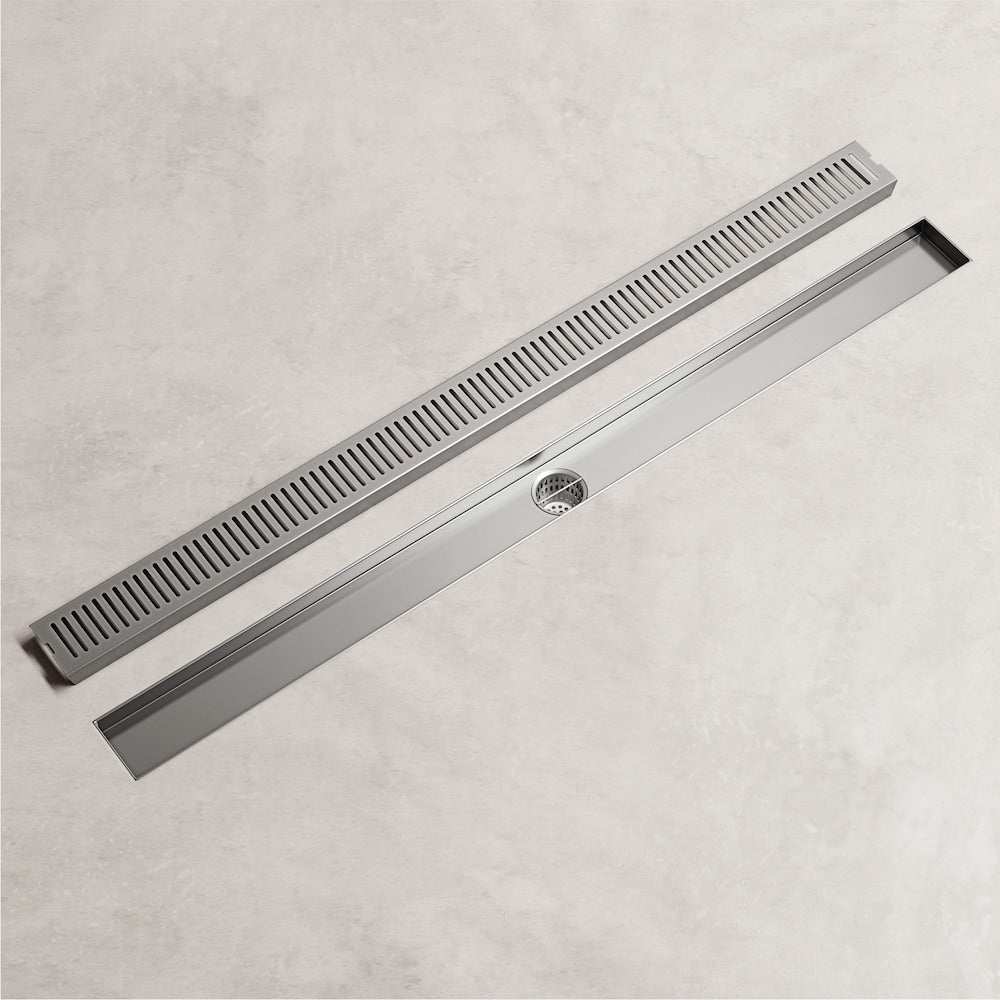 Drain de douche linéaire Elan 3" L x 36" L à motif rectangulaire en nickel brossé