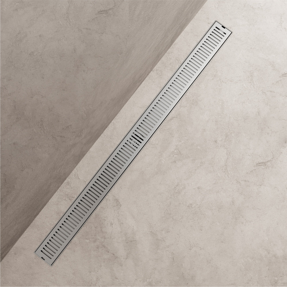 Drain de douche linéaire Elan 3" L x 36" L à motif rectangulaire en nickel brossé