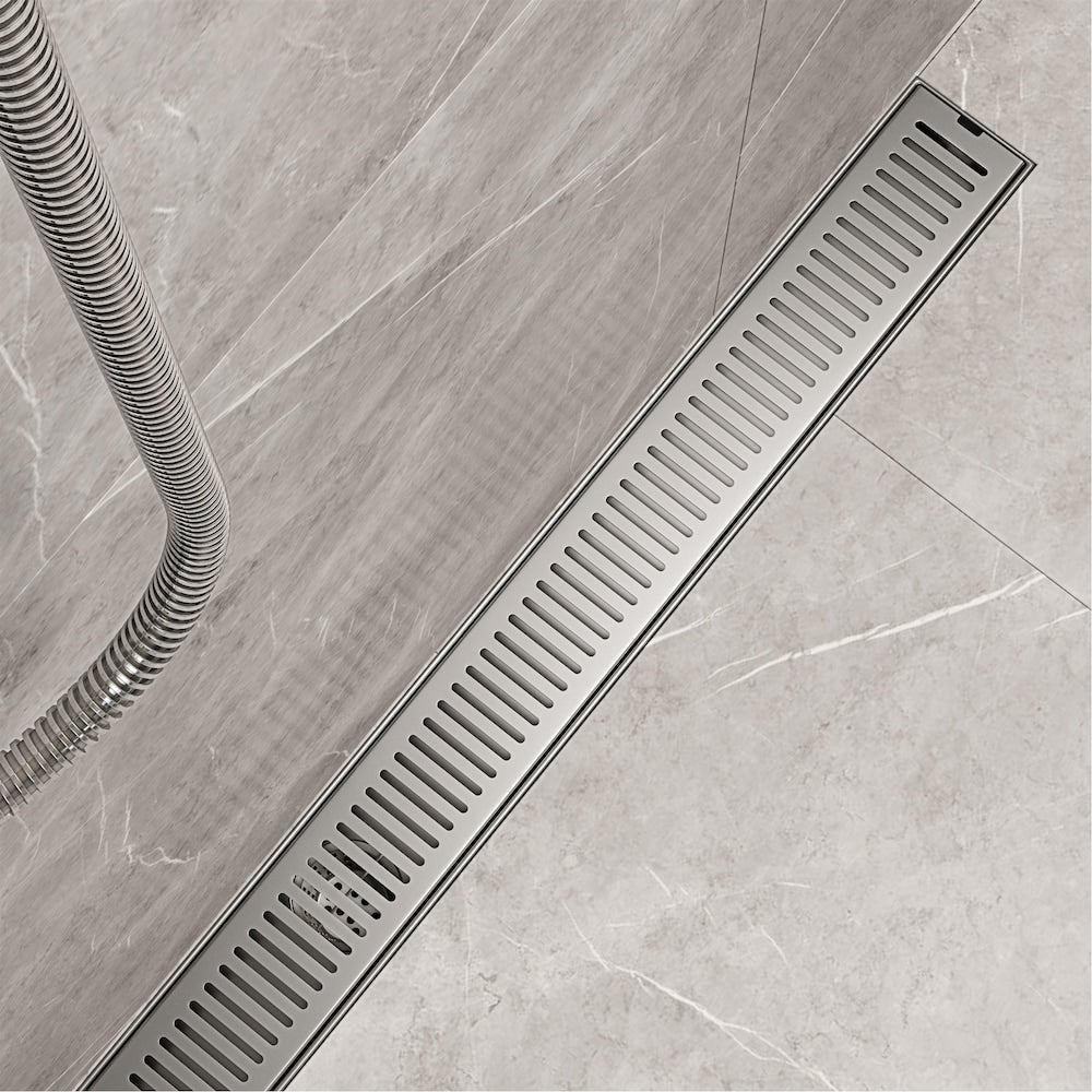 Drain de douche linéaire Elan 3" L x 36" L à motif rectangulaire en nickel brossé