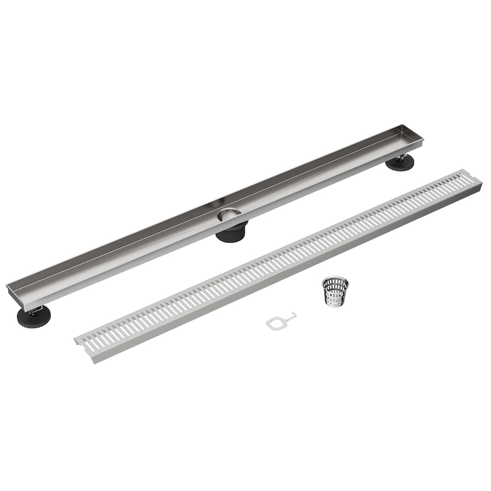 Drain de douche linéaire Elan 3" L x 36" L à motif rectangulaire en nickel brossé