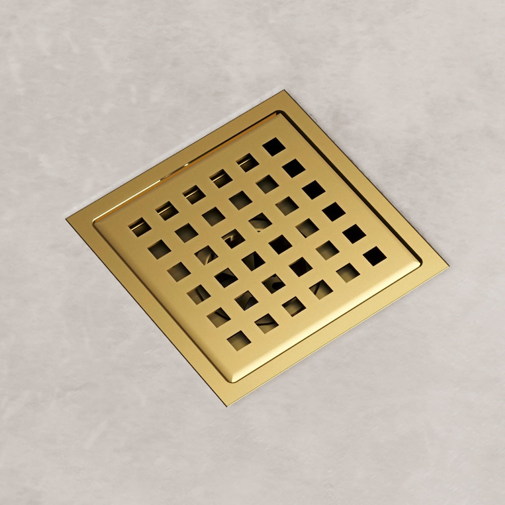 Elan 6" Square Shower Drain in Matte Brushed Gold