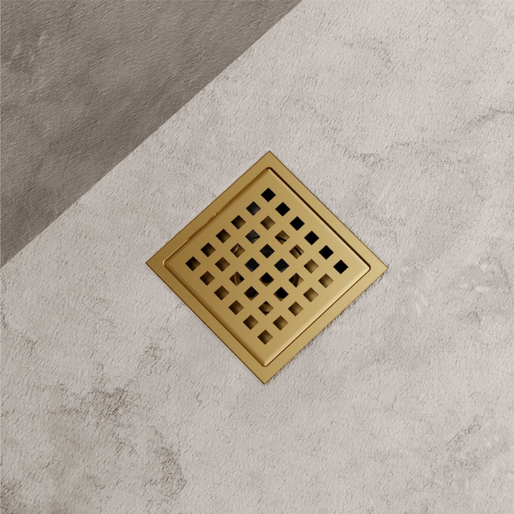 Elan 6" Square Shower Drain in Matte Brushed Gold