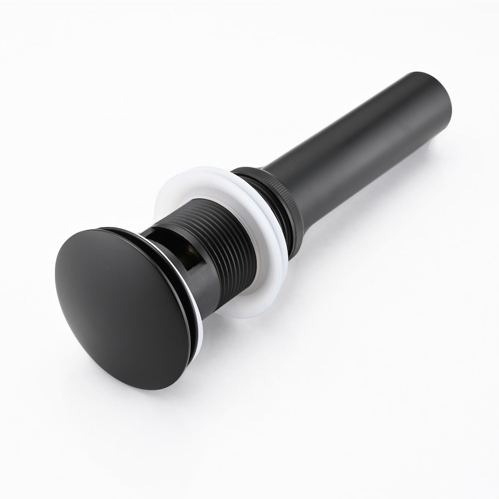 Bathroom Lavatory Pop-up Drain Assembly with Overflow in Matte Black