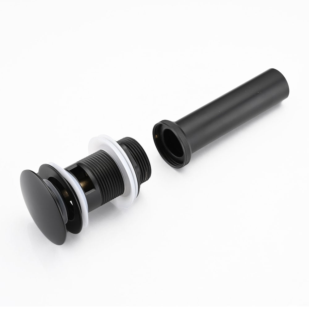Bathroom Lavatory Pop-up Drain Assembly with Overflow in Matte Black