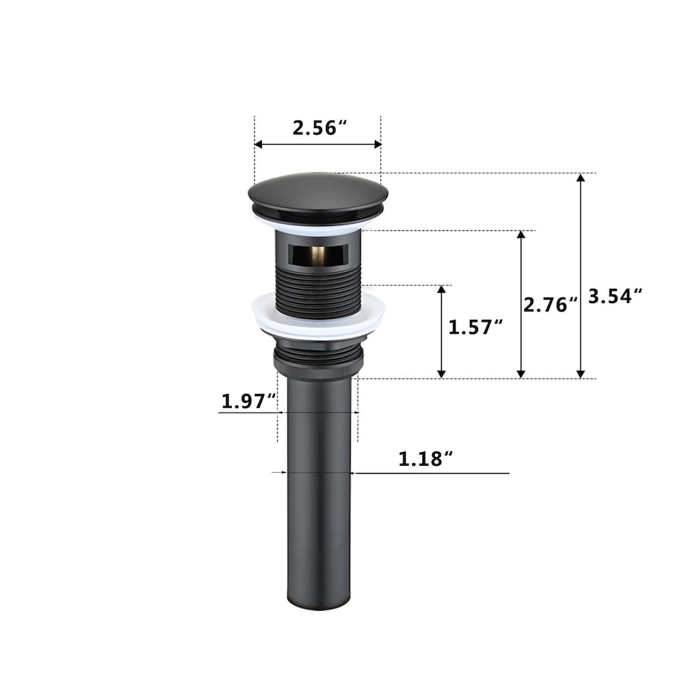 Bathroom Lavatory Pop-up Drain Assembly with Overflow in Matte Black