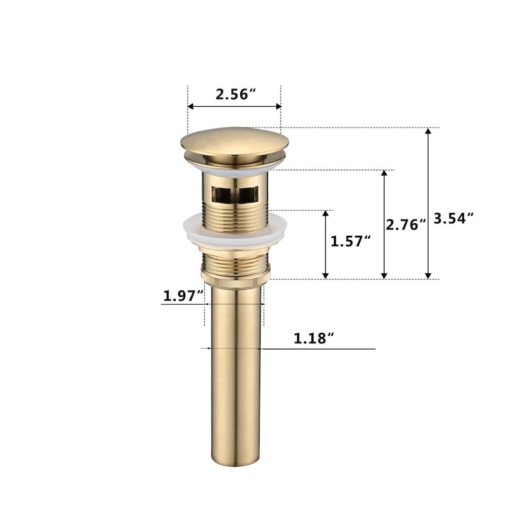 Bathroom Lavatory Pop-up Drain Assembly with Overflow in Brushed Gold