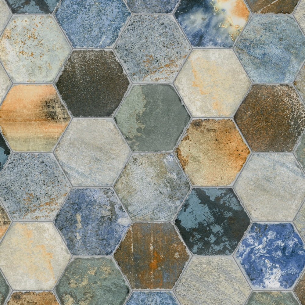 Sample - Dorne Hex Mix 8-5/8-inch x 9-7/8-inch Porcelain Floor and Wall Tile