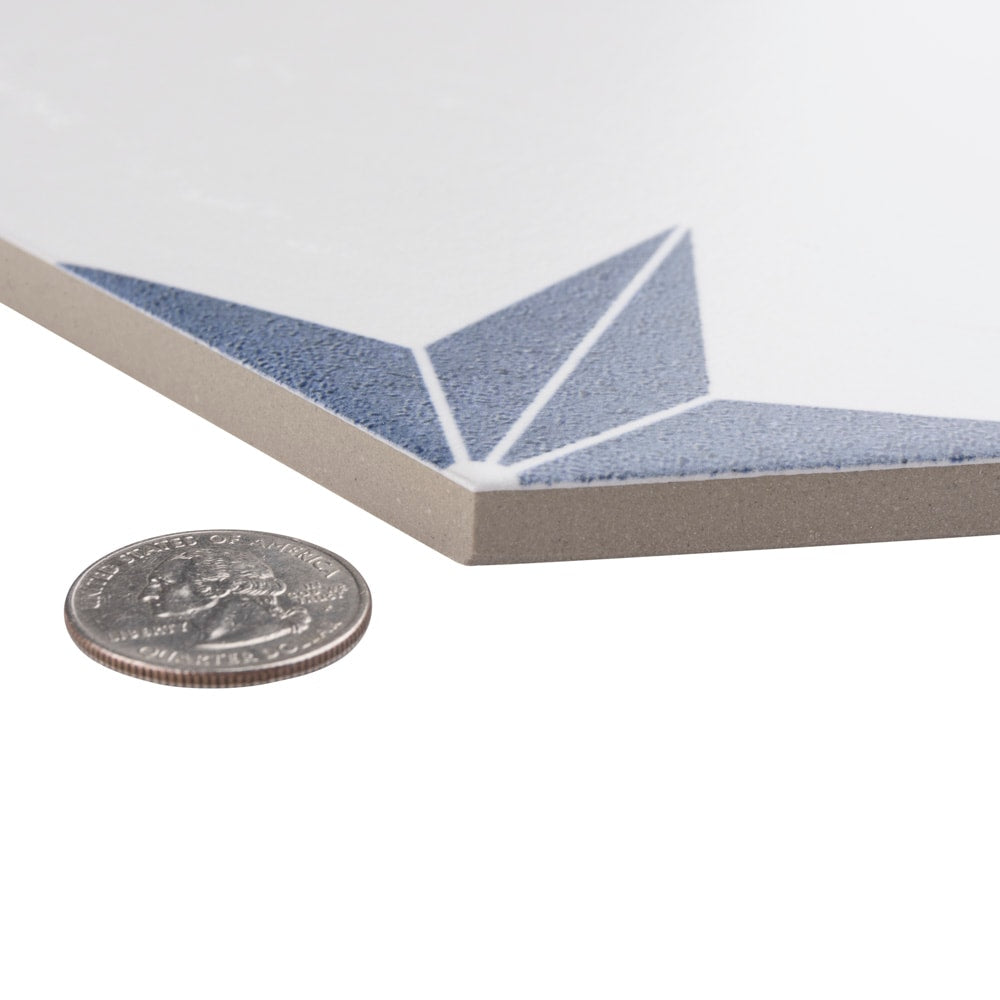 Sample - Stella Hex Azul 8-5/8-inch x 9-7/8-inch Porcelain Floor and Wall Tile
