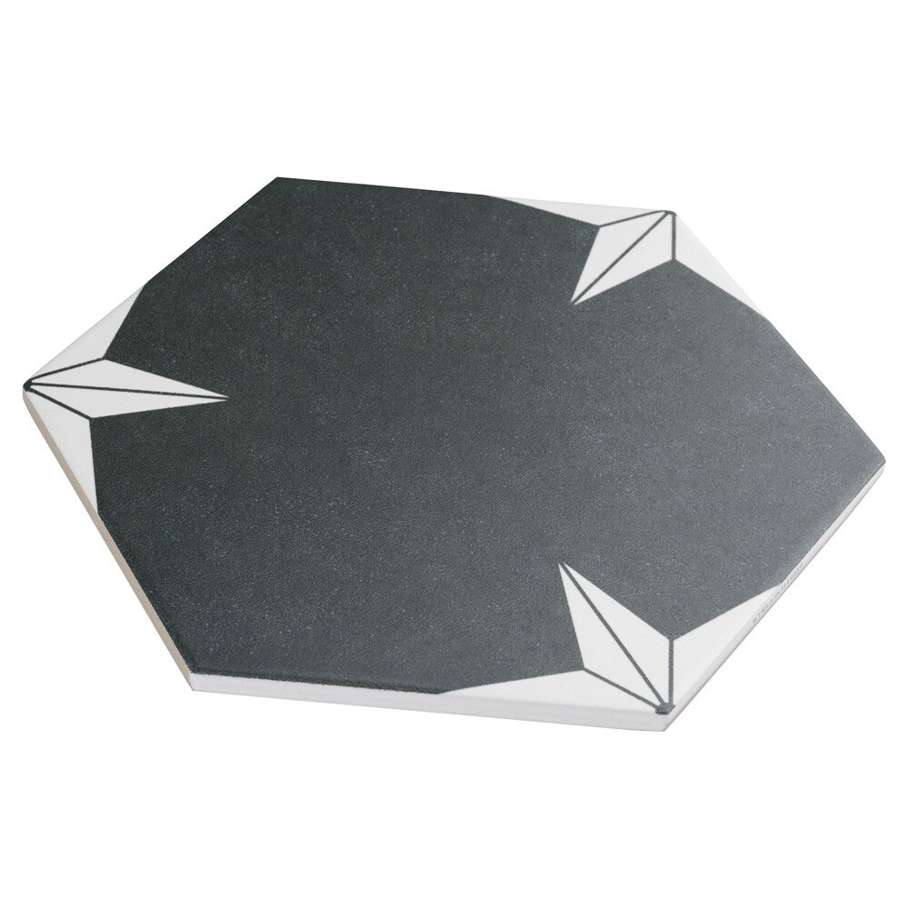 Sample - Stella Hex Night 8-5/8-inch x 9-7/8-inch Porcelain Floor and Wall Tile