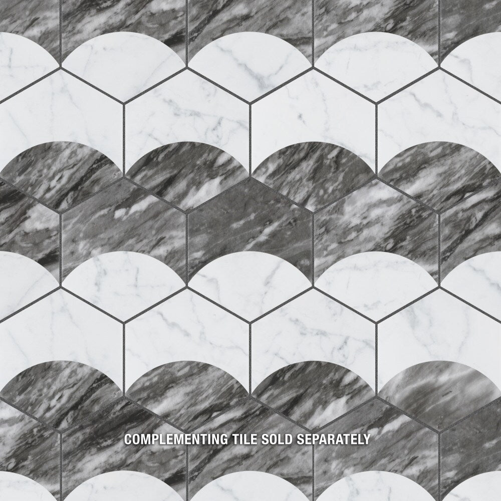 Sample - Classico Bardiglio Hex Moon Dark 7-inch x 8-inch Porcelain Floor and Wall Tile