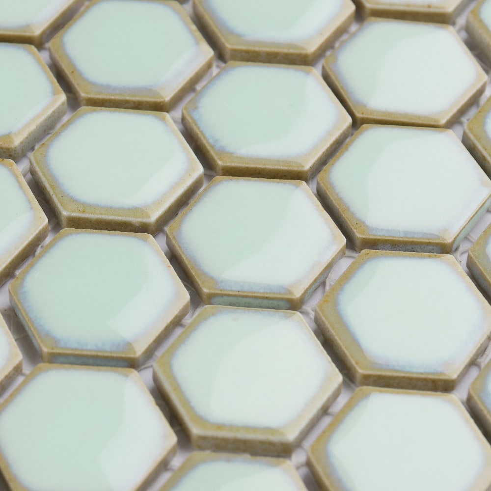Sample - Hudson 1" Hex Light Green 6-inch x 6-inch Porcelain Mosaic Tile