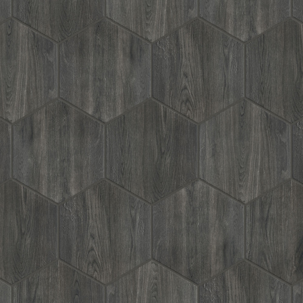 Sample - Natura Hex Nero 7-inch x 8-inch Porcelain Floor and Wall Tile