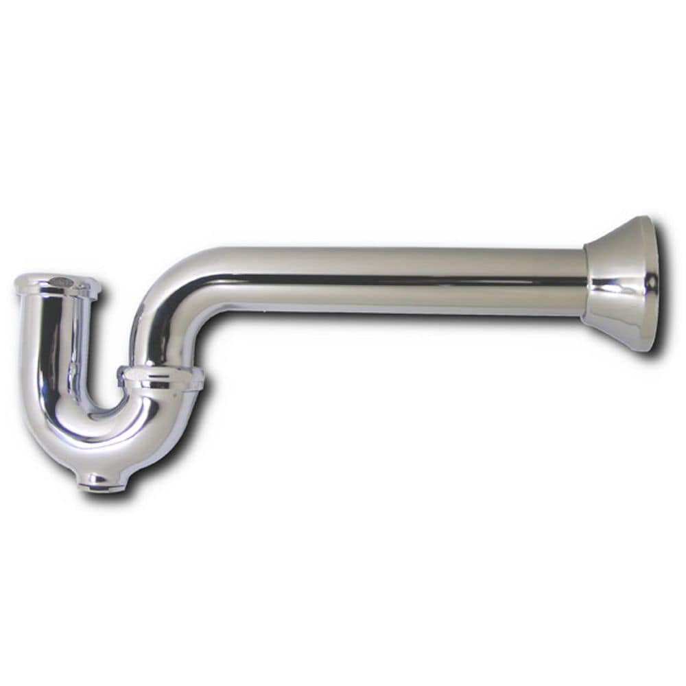 1-1/4" P-Trap with Cleanout - Brass 17 Gauge with Deep Bell Escutcheon