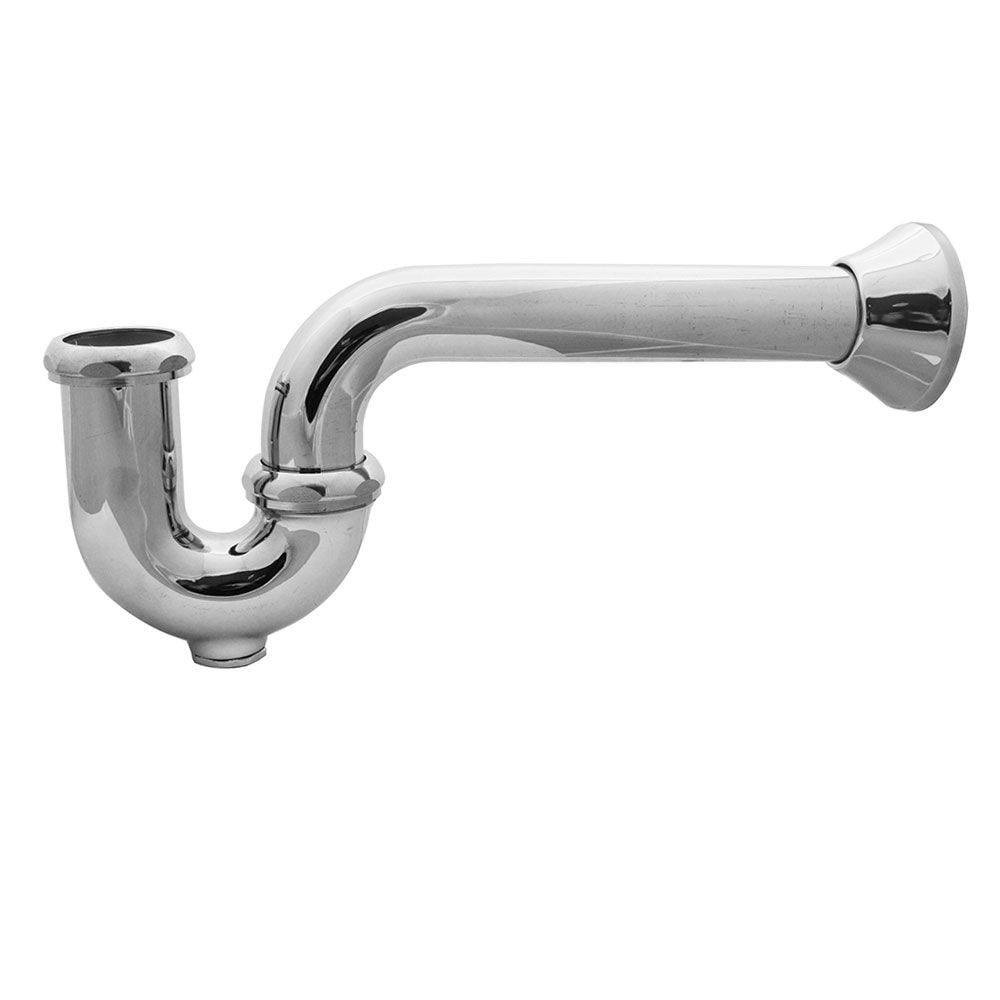 1-1/2" P-Trap with Cleanout - Brass 17 Gauge with Deep Bell Escutcheon