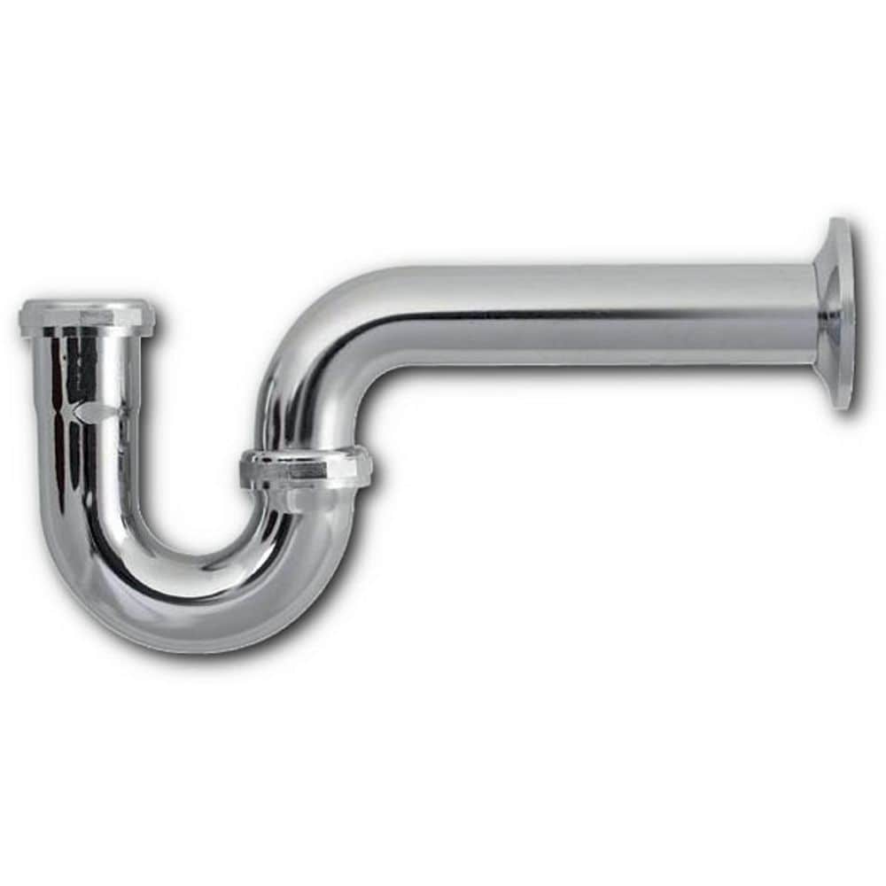 1-1/4" P-Trap less Cleanout with deep Flange - Brass 20 Gauge with Deep Bell Escutcheon