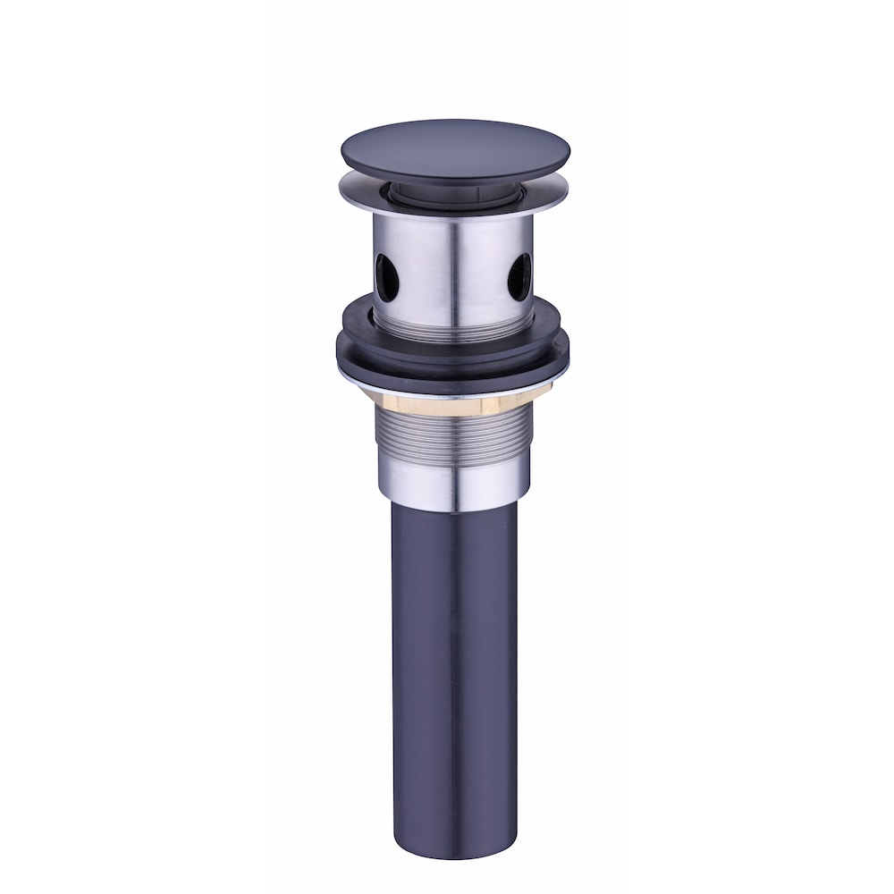 1 1/4" Black Push Pop up Drain Assembly (Wide) - Brass Body & Plastic Tail Piece with Over Flow