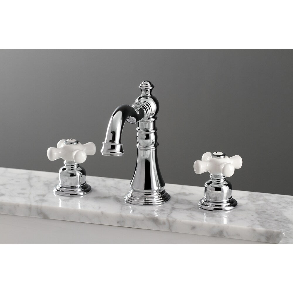 American Classic Porcelain 8 inch Widespread 2-Handle Bathroom Faucet in Polished Chrome
