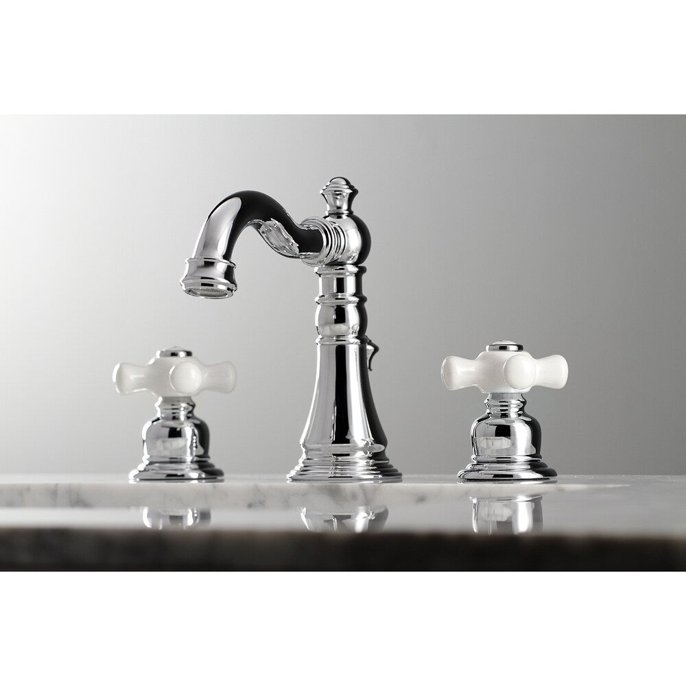 American Classic Porcelain 8 inch Widespread 2-Handle Bathroom Faucet in Polished Chrome
