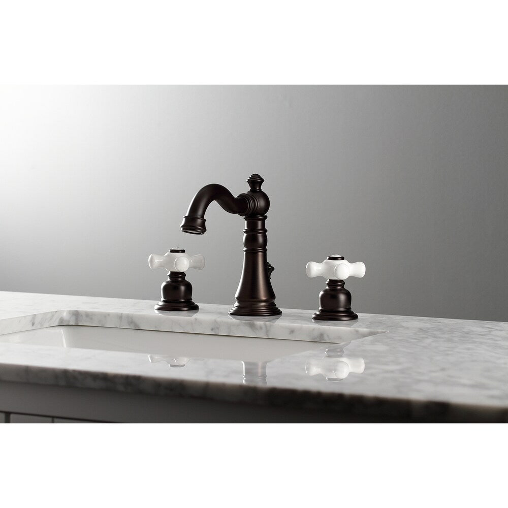 Robinet de salle de bain à 2 poignées en porcelaine classique américaine de 8 pouces en bronze huilé