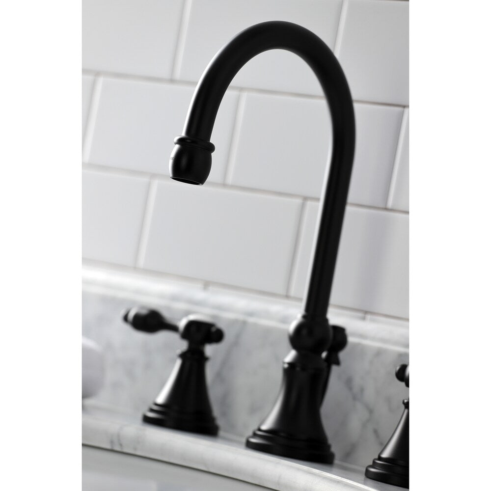 Tudor 8 inch Widespread 2-Handle Bathroom Faucet in Matte Black