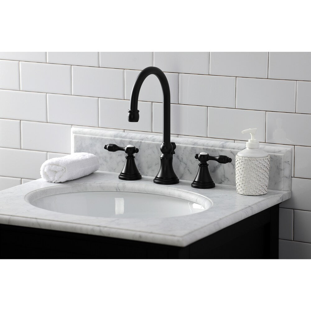 Tudor 8 inch Widespread 2-Handle Bathroom Faucet in Matte Black