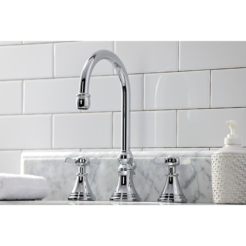 Robinet de salle de bain à 2 poignées et à large bec Essex de 8 pouces en chrome poli