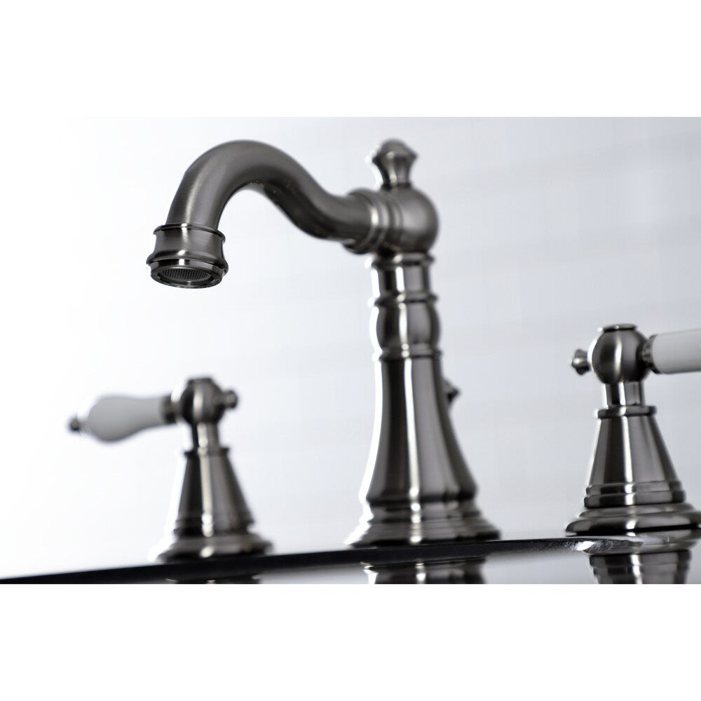 Robinet de salle de bain classique anglais à 2 poignées de 8 pouces en nickel brossé