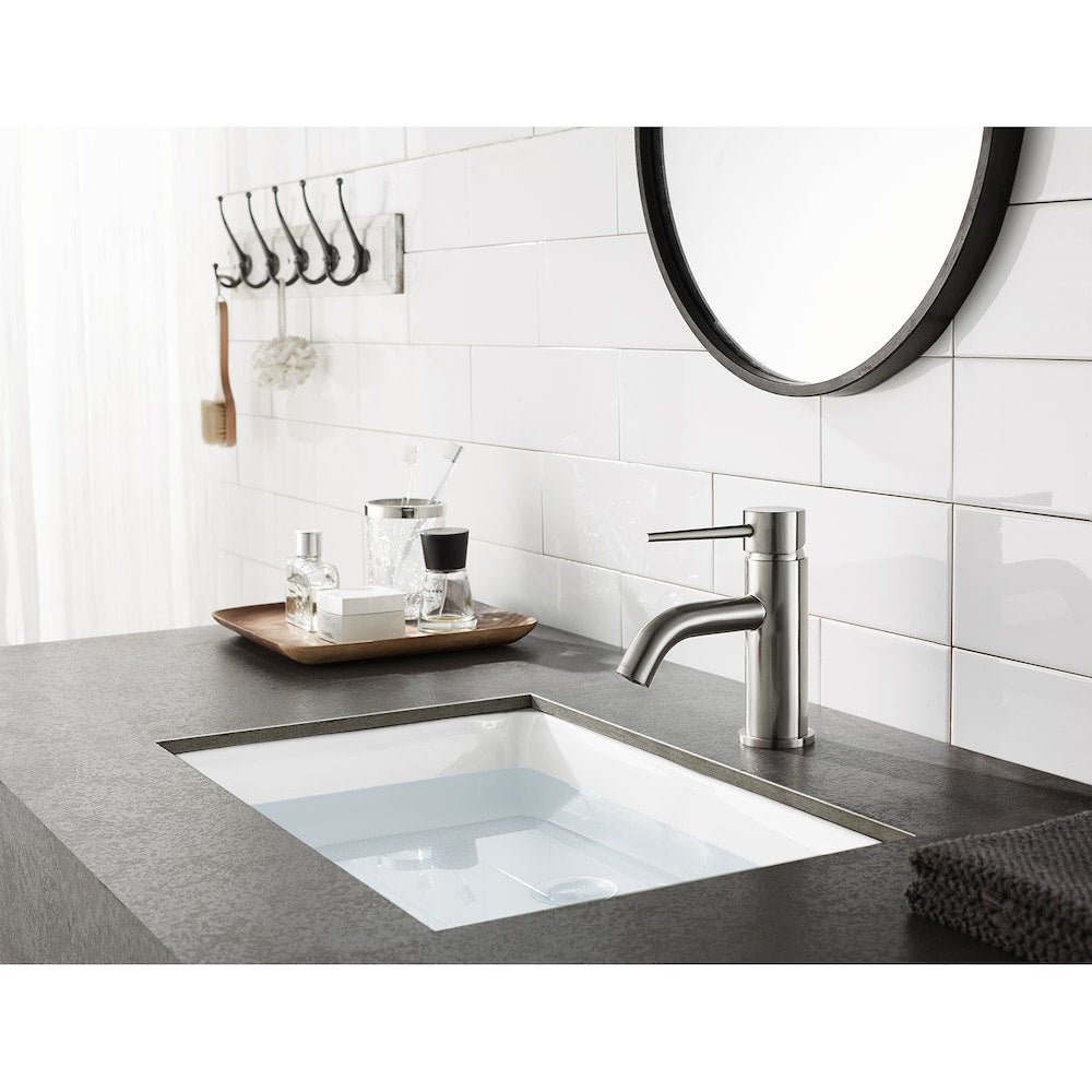 New York Single-Handle Single Hole Bathroom Faucet with Push Pop-Up in Brushed Nickel