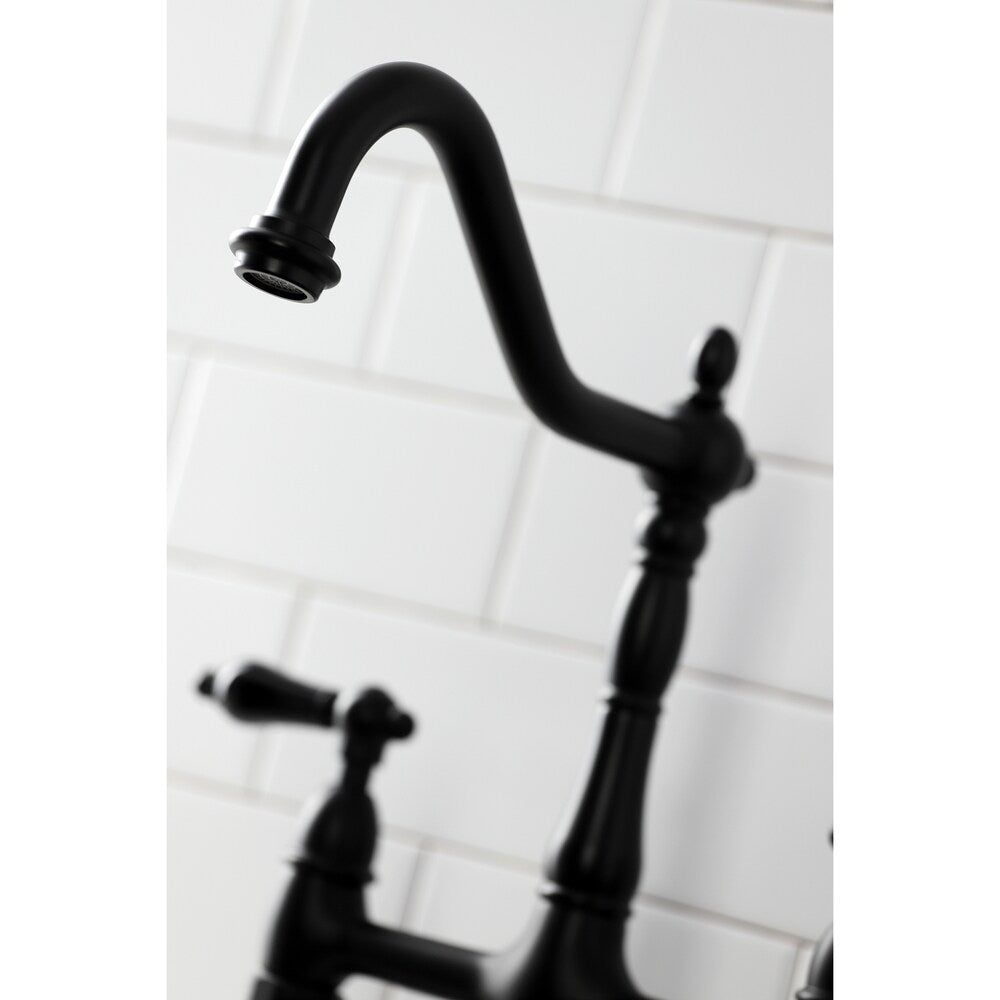 Duchess 2-Handle Bridge Kitchen Faucet with Side-Sprayer in Matte Black