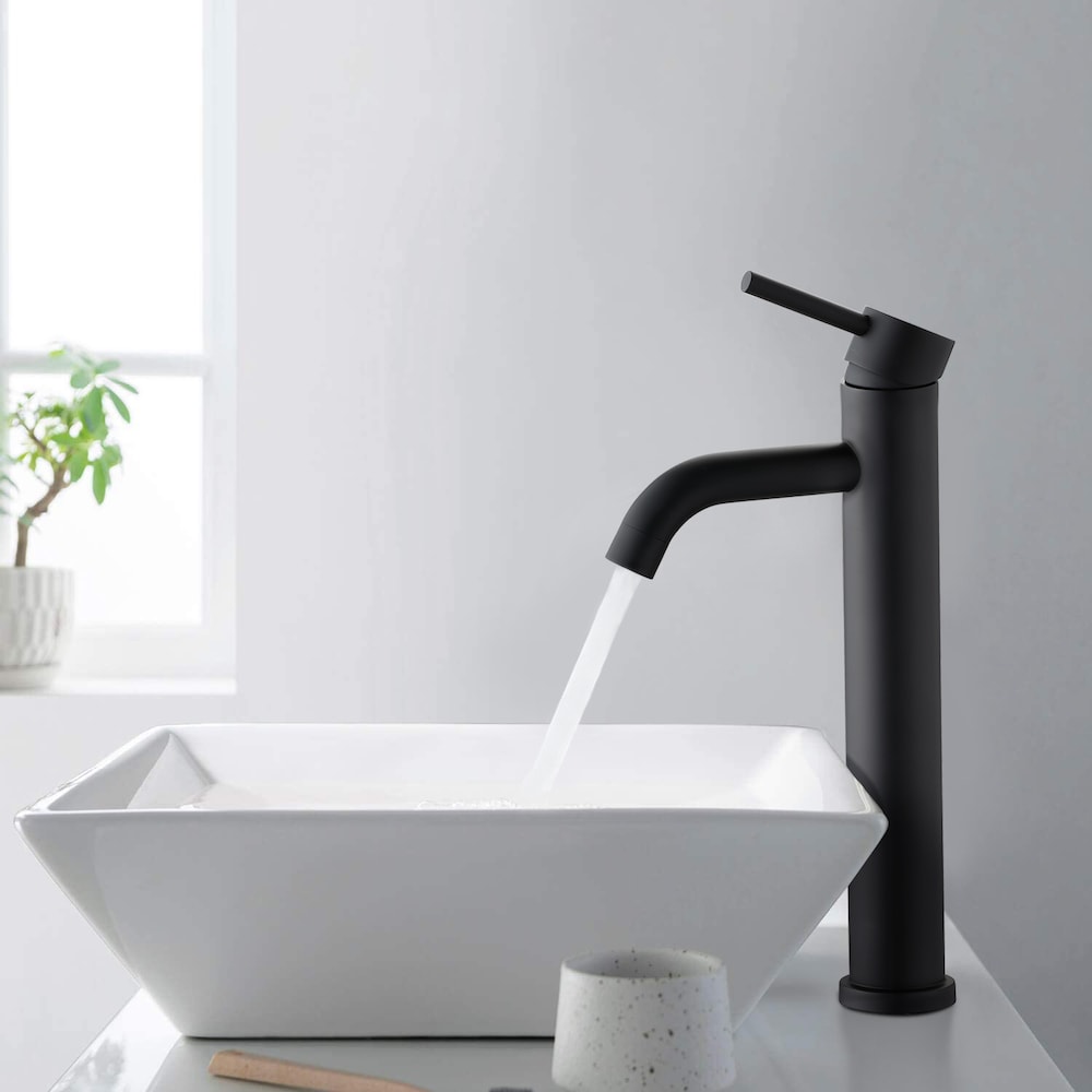 Single Hole Single Handle Tall Vessel Sink Faucet Basin Mixer Tap in Matte Black