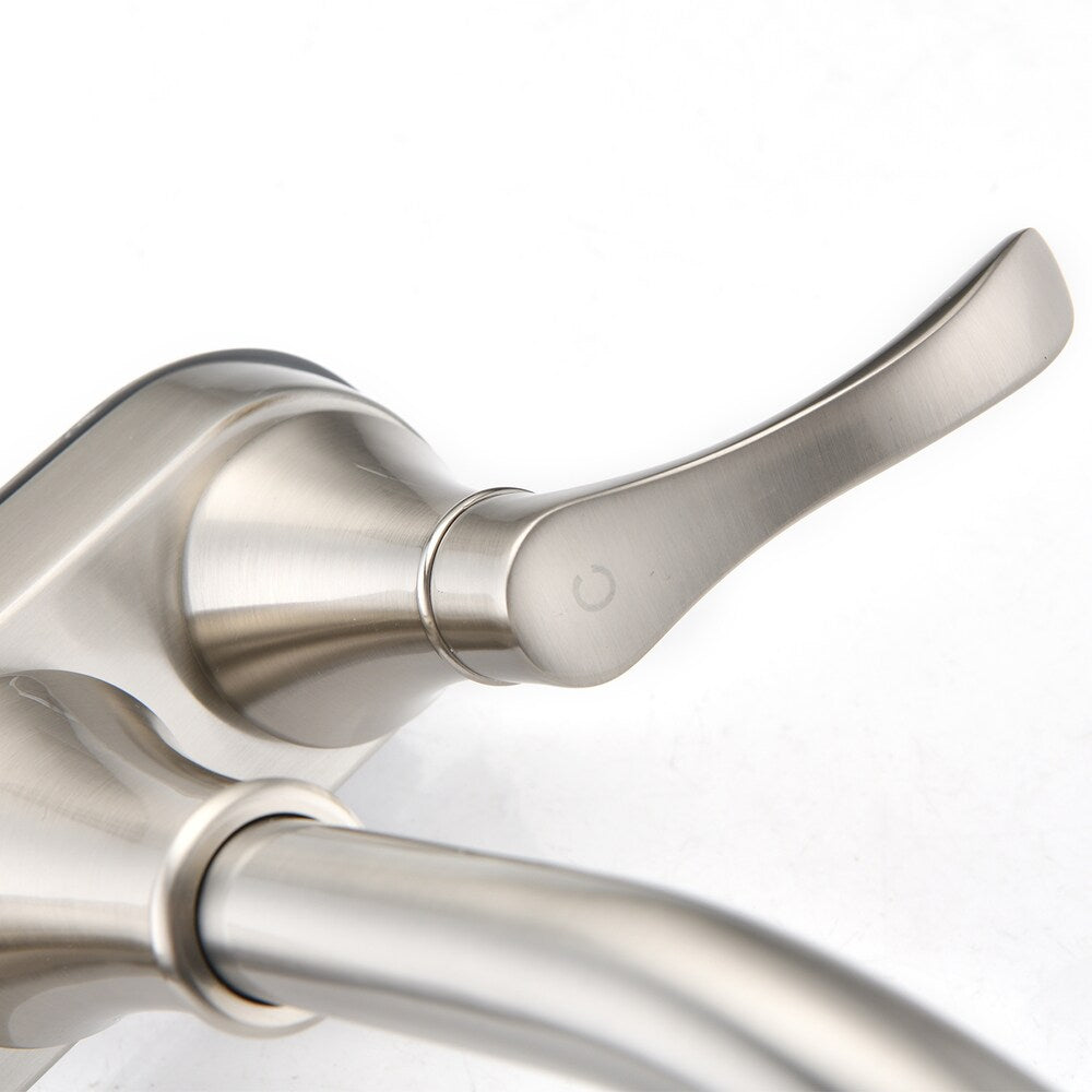 4 inch Centerset 2-Handle High Arc Bathroom Faucet with Drain Kit Included in Brushed Nickel