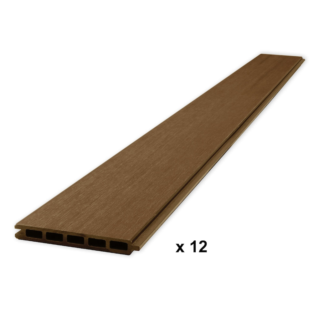 6' x 6' Composite Fence Series Fence Panel Planks (12-Pack) Saddle Brown