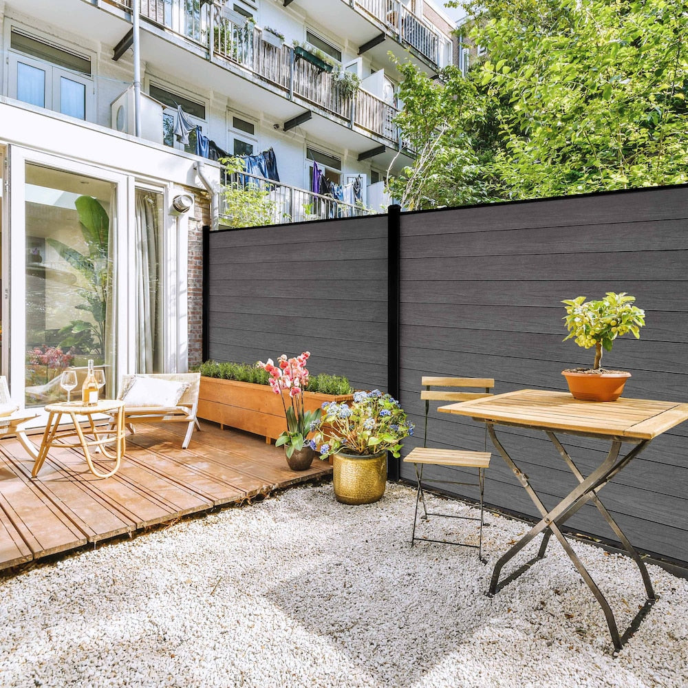 8' Composite Fence Series Aluminum In-Ground Fence Post Black