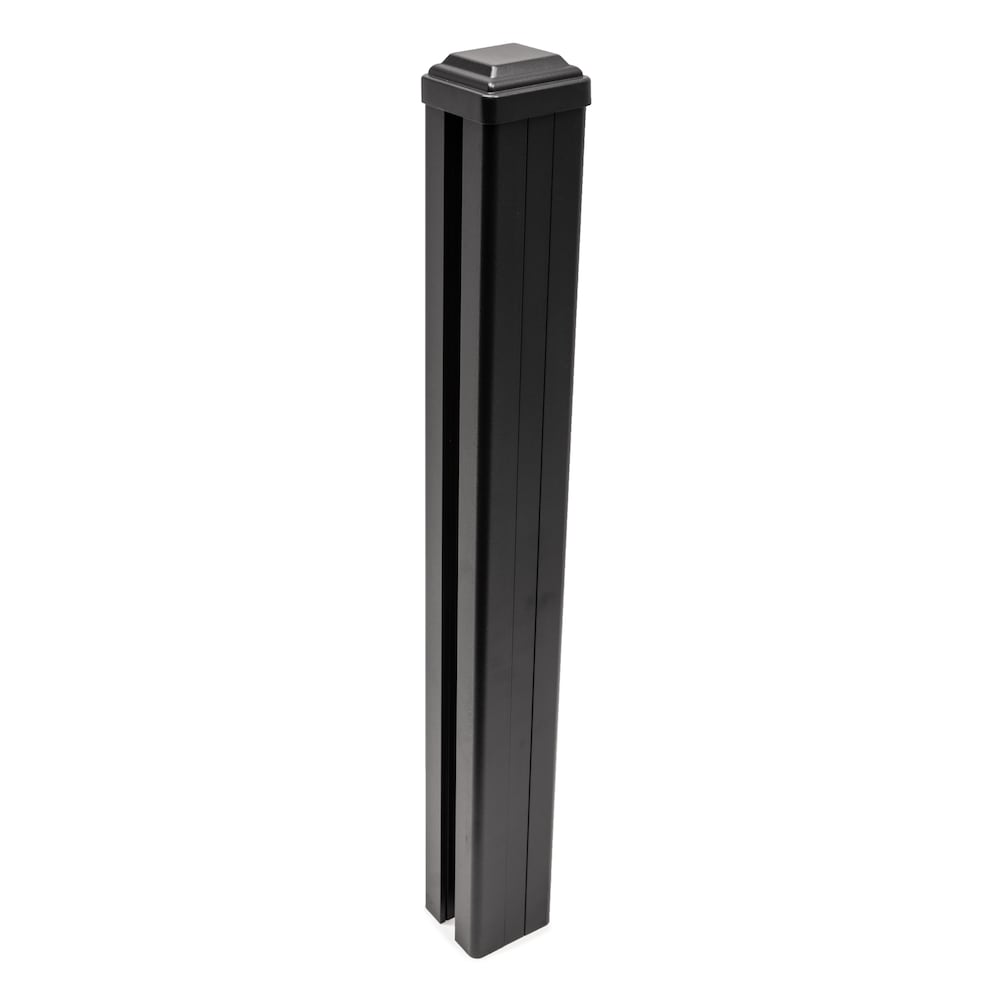 8' Composite Fence Series Aluminum In-Ground Fence Post Black