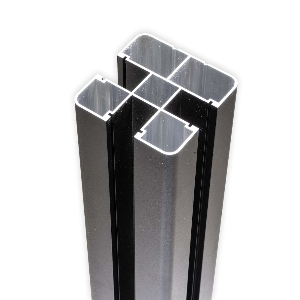 8' Composite Fence Series Aluminum In-Ground Fence Post Black