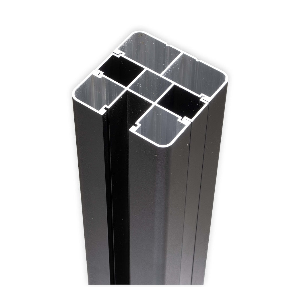 8' Composite Fence Series Aluminum In-Ground Fence Post Black